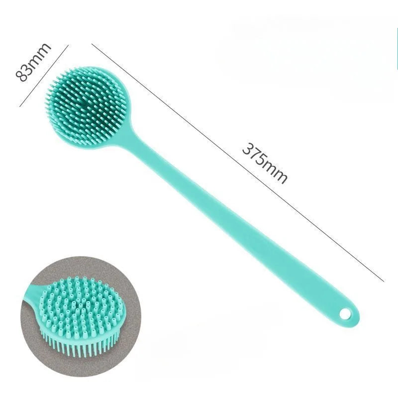 Cepillo de silicona para la espalda, para ducha, mango largo, limpieza profunda corporal y exfoliante, masaje de doble cara, suave B