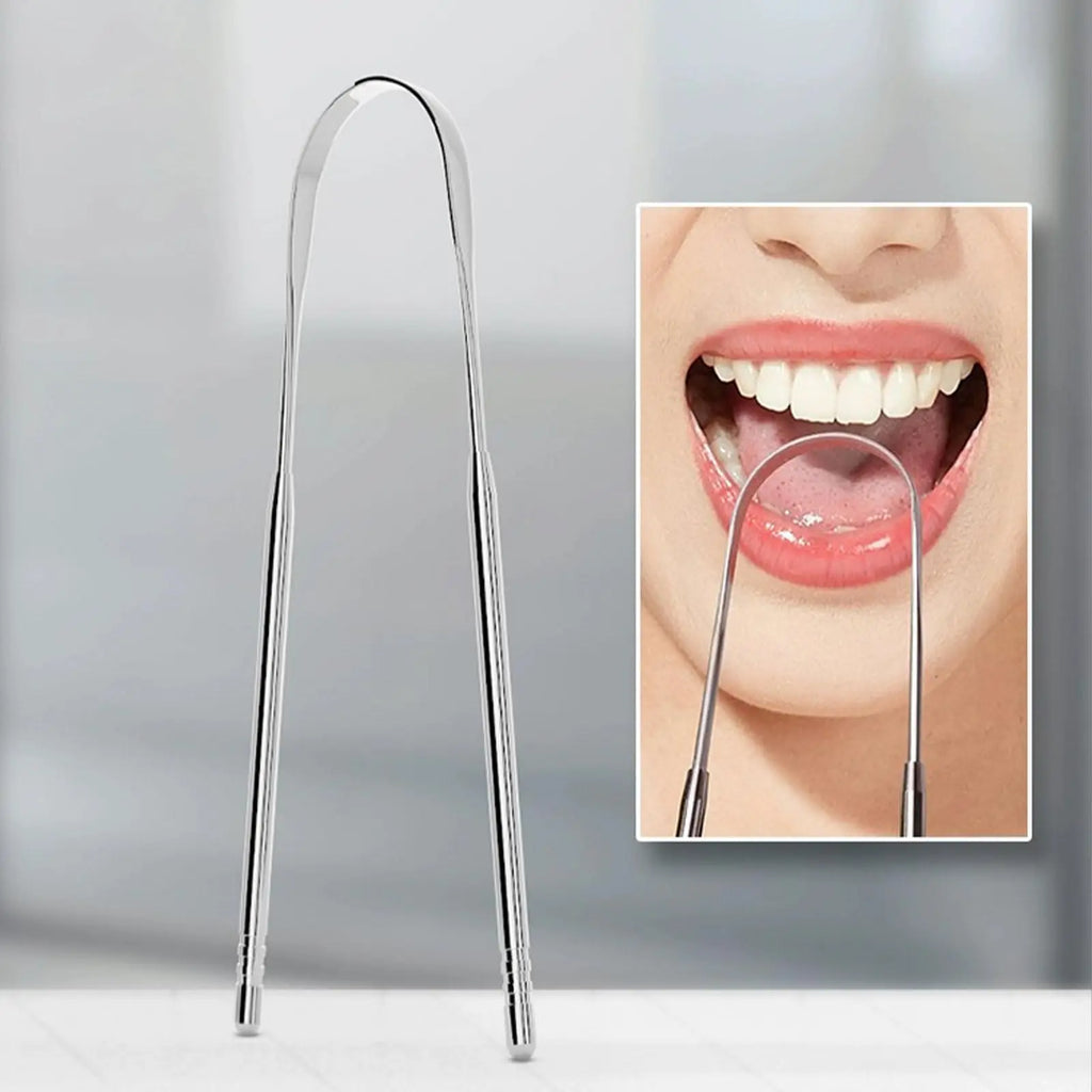 Tongue Scraper for Adults 3 Pcs Metal Tongue Cleaner with Silver Storage Case Stainless Steel Mouth Scrubber for Fresh Breath