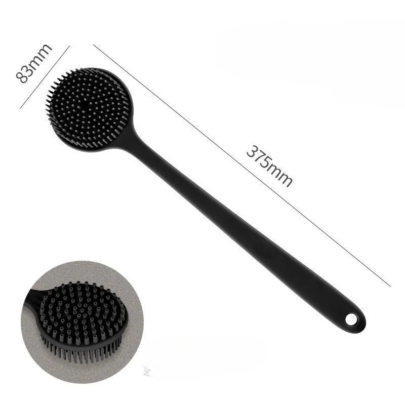Cepillo de silicona para la espalda, para ducha, mango largo, limpieza profunda corporal y exfoliante, masaje de doble cara, suave B