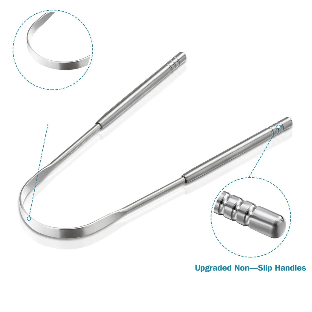 Tongue Scraper for Adults 3 Pcs Metal Tongue Cleaner with Silver Storage Case Stainless Steel Mouth Scrubber for Fresh Breath