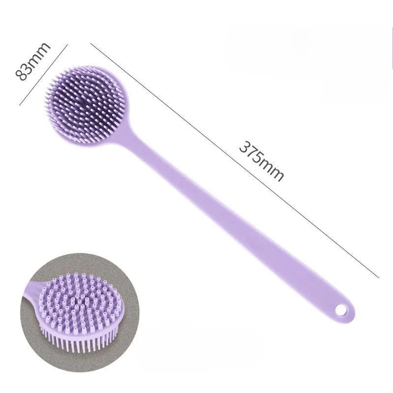 Cepillo de silicona para la espalda, para ducha, mango largo, limpieza profunda corporal y exfoliante, masaje de doble cara, suave B