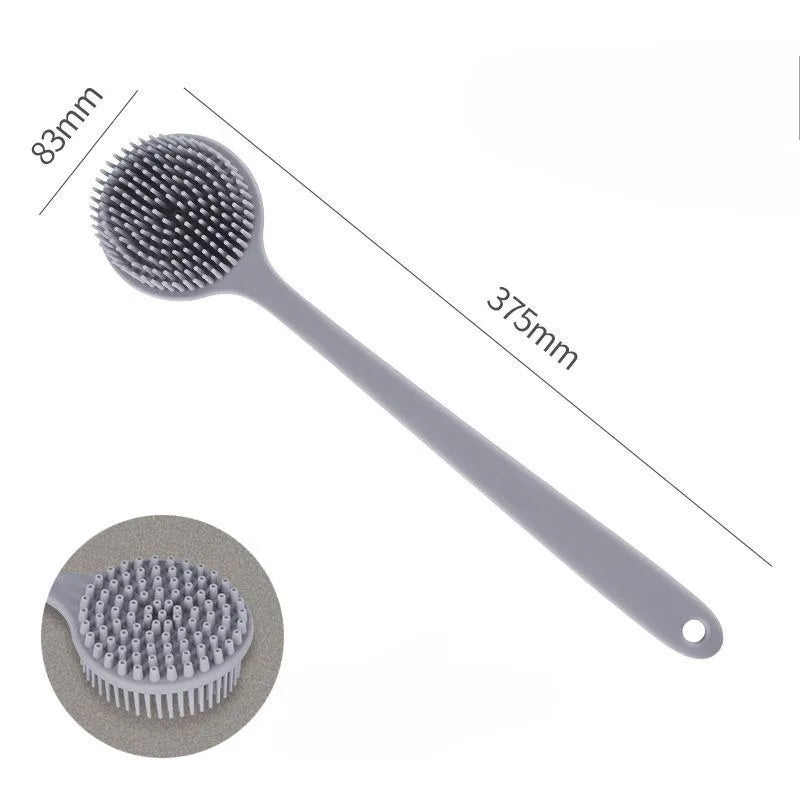 Cepillo de silicona para la espalda, para ducha, mango largo, limpieza profunda corporal y exfoliante, masaje de doble cara, suave B