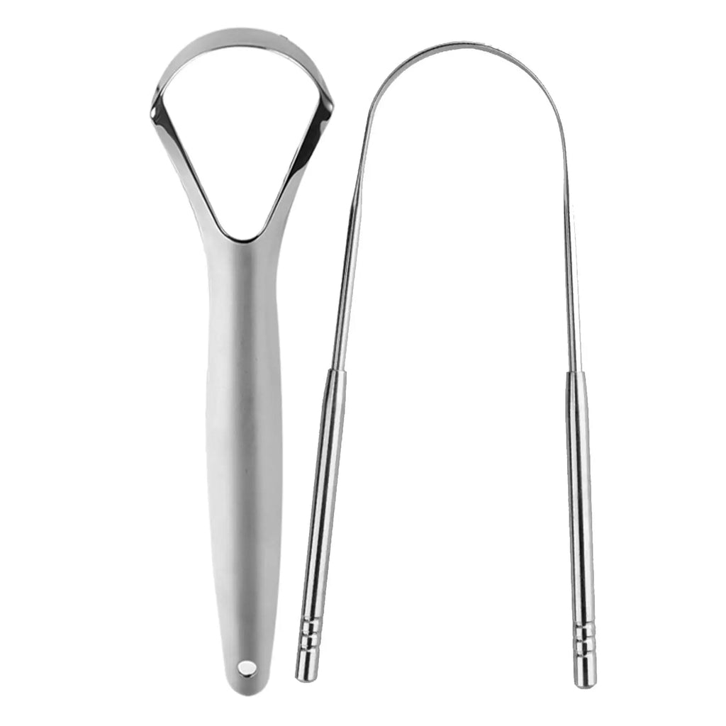 Tongue Scraper for Adults 3 Pcs Metal Tongue Cleaner with Silver Storage Case Stainless Steel Mouth Scrubber for Fresh Breath