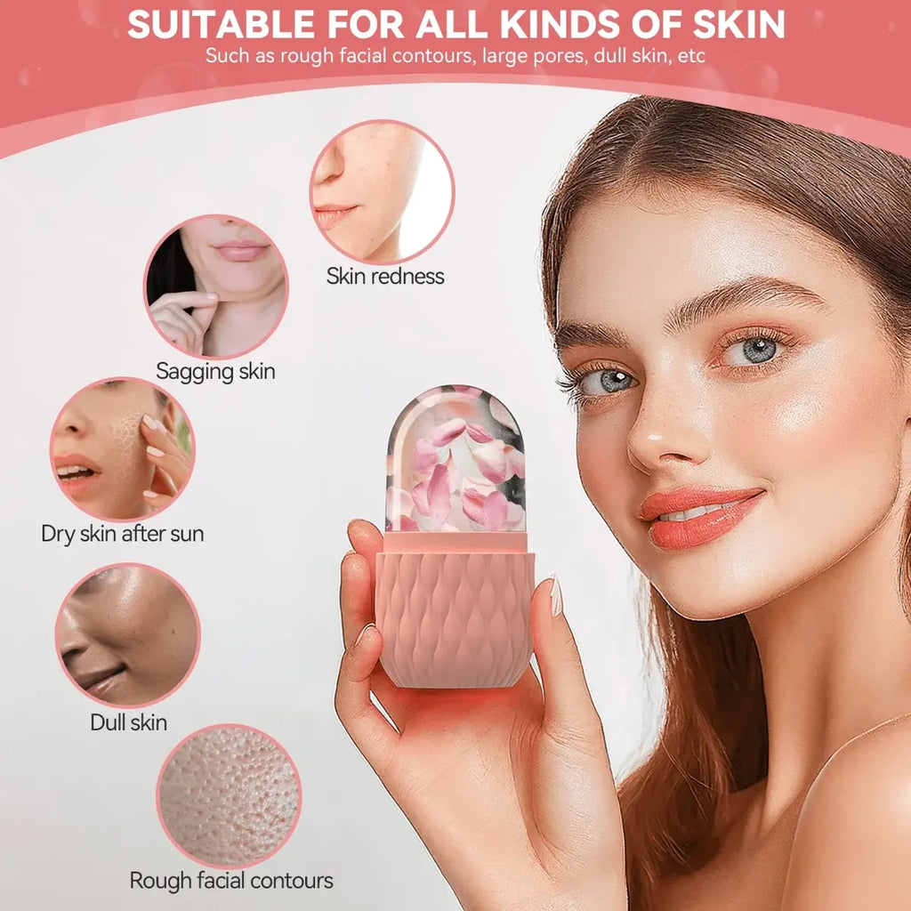 Rodillo de hielo facial y juego de herramientas Gua Sha de acero inoxidable, masajeador facial, rodillo de hielo, herramienta para el cuidado de la piel, set de belleza, herramienta de contorno y lifting.