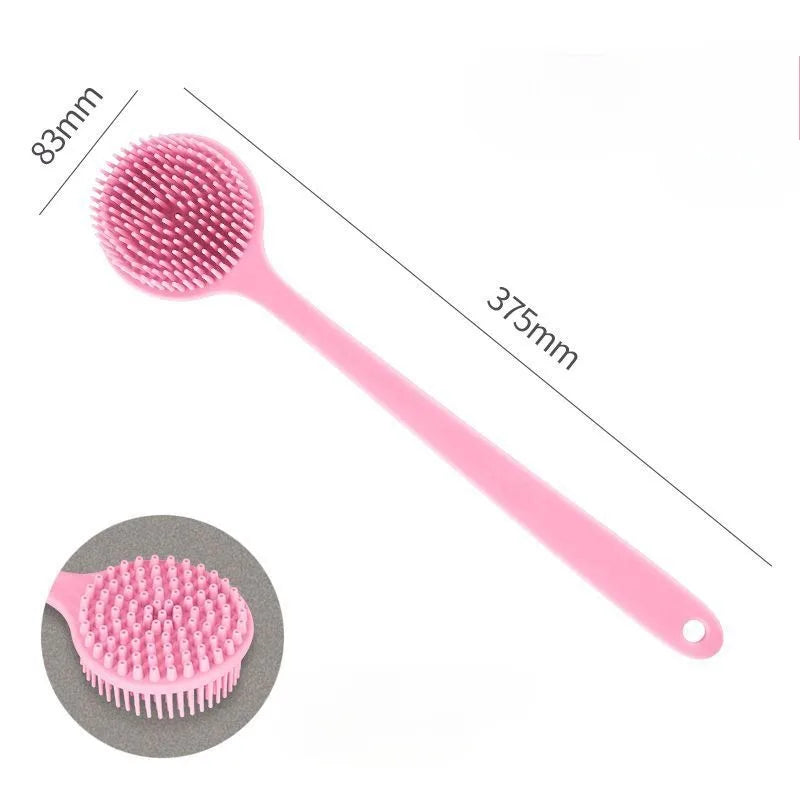 Cepillo de silicona para la espalda, para ducha, mango largo, limpieza profunda corporal y exfoliante, masaje de doble cara, suave B
