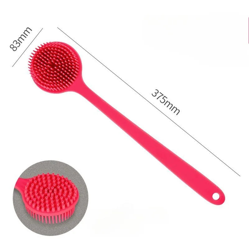 Cepillo de silicona para la espalda, para ducha, mango largo, limpieza profunda corporal y exfoliante, masaje de doble cara, suave B